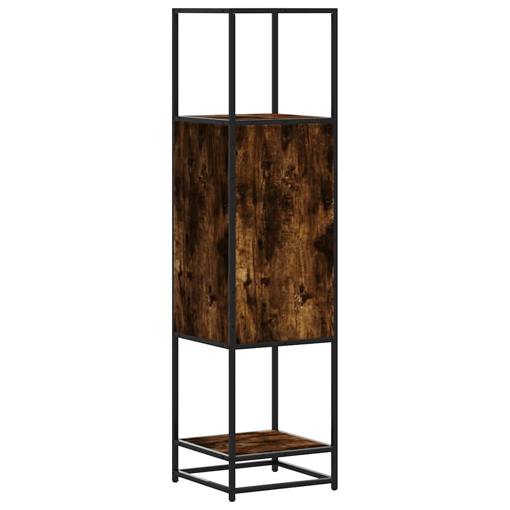 Hoge kast 35,5x35x139 cm bewerkt hout en metaal gerookt eiken is nu te koop bij PeponiXL, paradijselijk wonen!