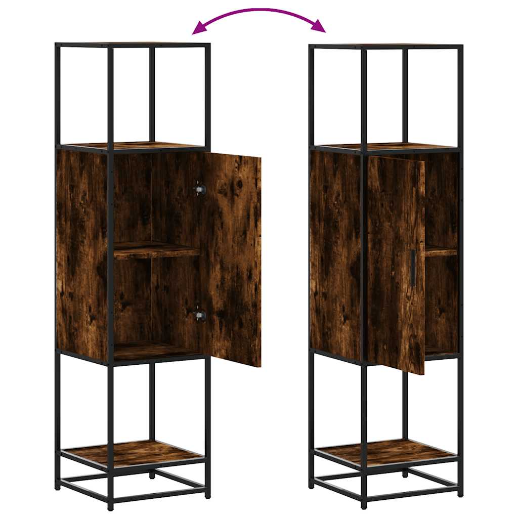 Hoge kast 35,5x35x139 cm bewerkt hout en metaal gerookt eiken is nu te koop bij PeponiXL, paradijselijk wonen!