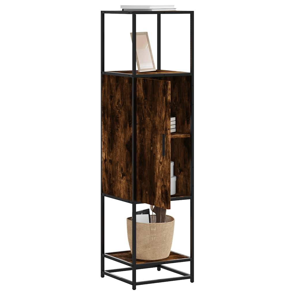Hoge kast 35,5x35x139 cm bewerkt hout en metaal gerookt eiken is nu te koop bij PeponiXL, paradijselijk wonen!