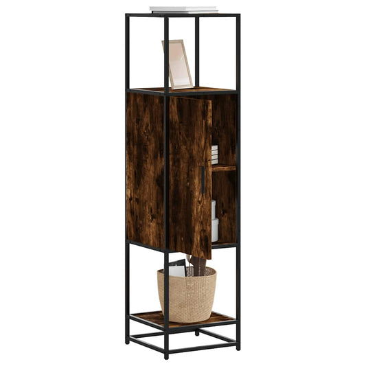 Hoge kast 35,5x35x139 cm bewerkt hout en metaal gerookt eiken is nu te koop bij PeponiXL, paradijselijk wonen!