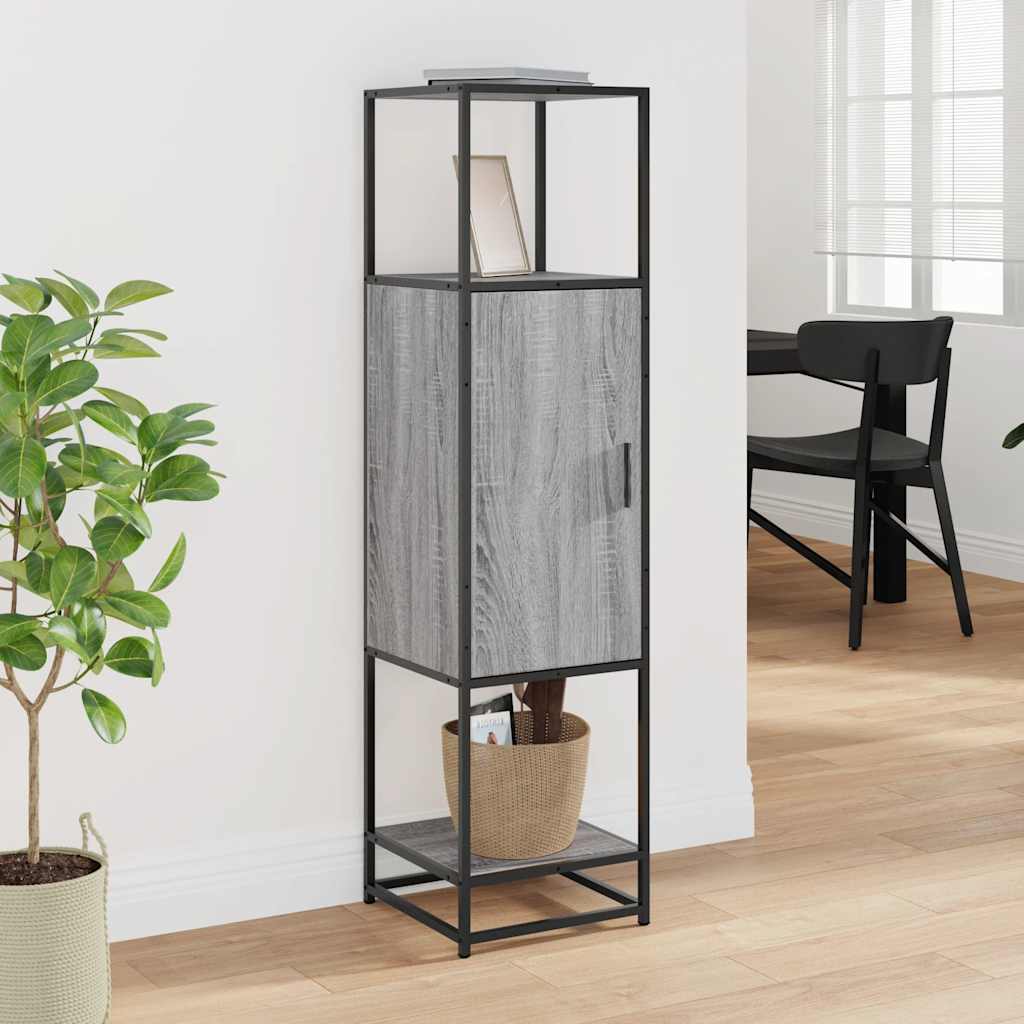 Hoge kast 35,5x35x139 cm bewerkt hout en metaal grijs sonoma is nu te koop bij PeponiXL, paradijselijk wonen!