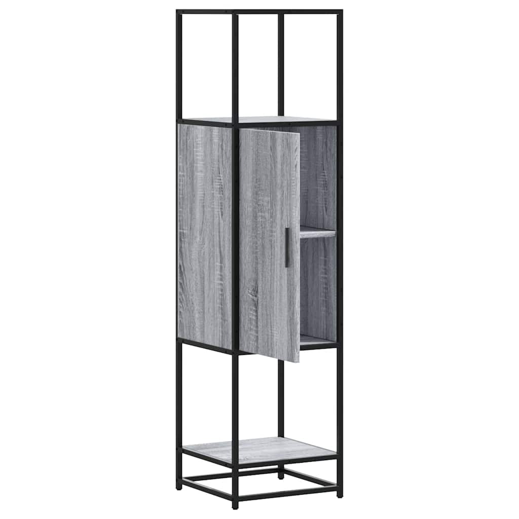 Hoge kast 35,5x35x139 cm bewerkt hout en metaal grijs sonoma is nu te koop bij PeponiXL, paradijselijk wonen!