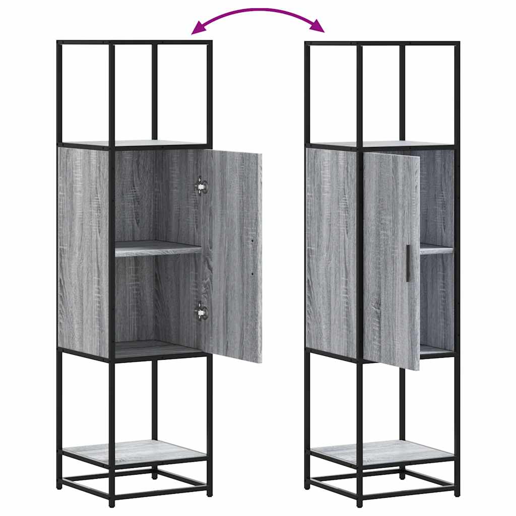 Hoge kast 35,5x35x139 cm bewerkt hout en metaal grijs sonoma is nu te koop bij PeponiXL, paradijselijk wonen!