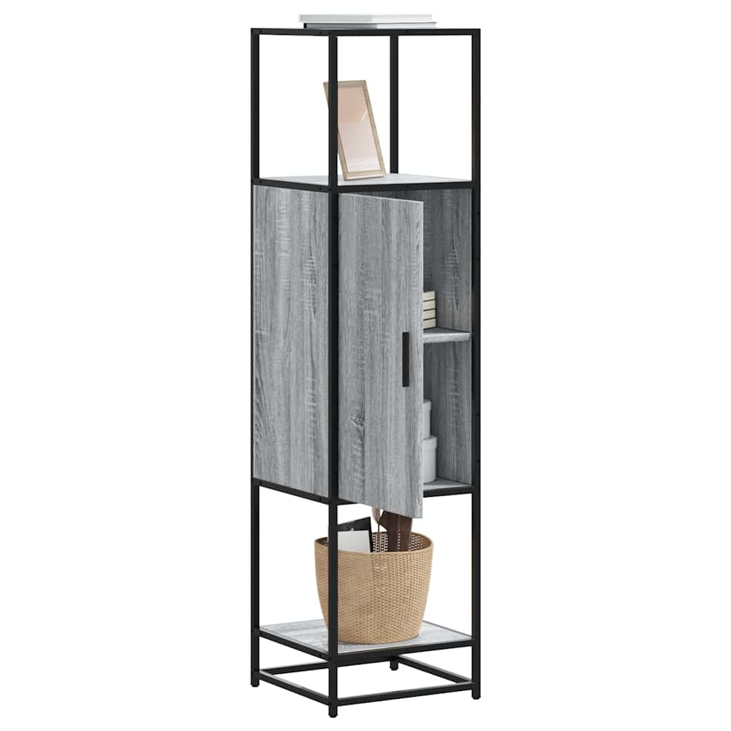 Hoge kast 35,5x35x139 cm bewerkt hout en metaal grijs sonoma is nu te koop bij PeponiXL, paradijselijk wonen!