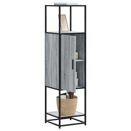Hoge kast 35,5x35x139 cm bewerkt hout en metaal grijs sonoma is nu te koop bij PeponiXL, paradijselijk wonen!