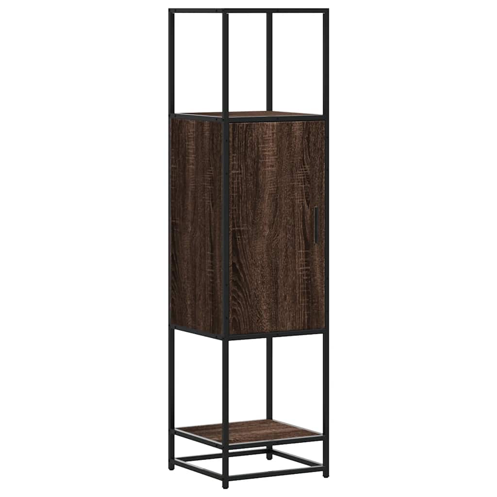 Hoge kast 35,5x35x139 cm bewerkt hout en metaal bruin eiken is nu te koop bij PeponiXL, paradijselijk wonen!