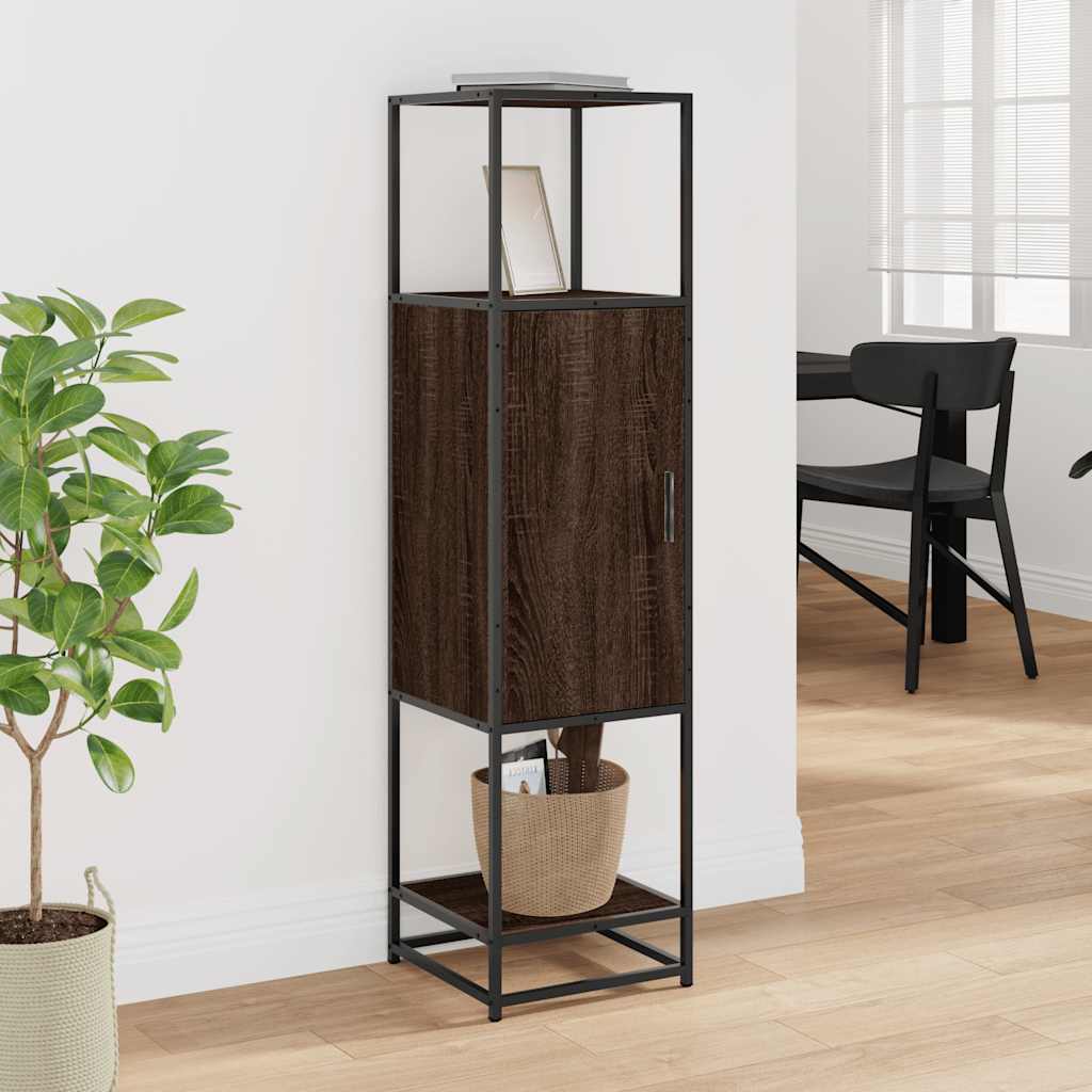 Hoge kast 35,5x35x139 cm bewerkt hout en metaal bruin eiken is nu te koop bij PeponiXL, paradijselijk wonen!