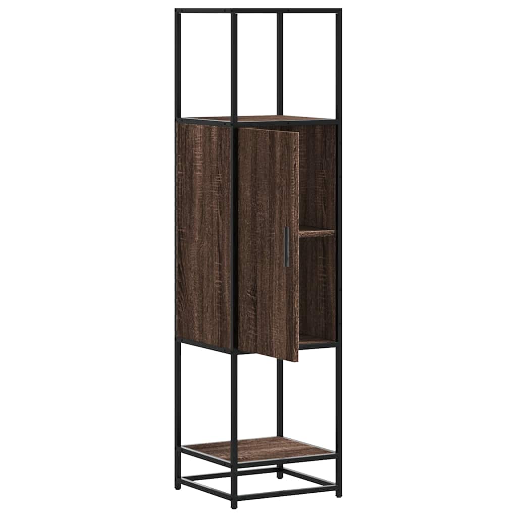 Hoge kast 35,5x35x139 cm bewerkt hout en metaal bruin eiken is nu te koop bij PeponiXL, paradijselijk wonen!