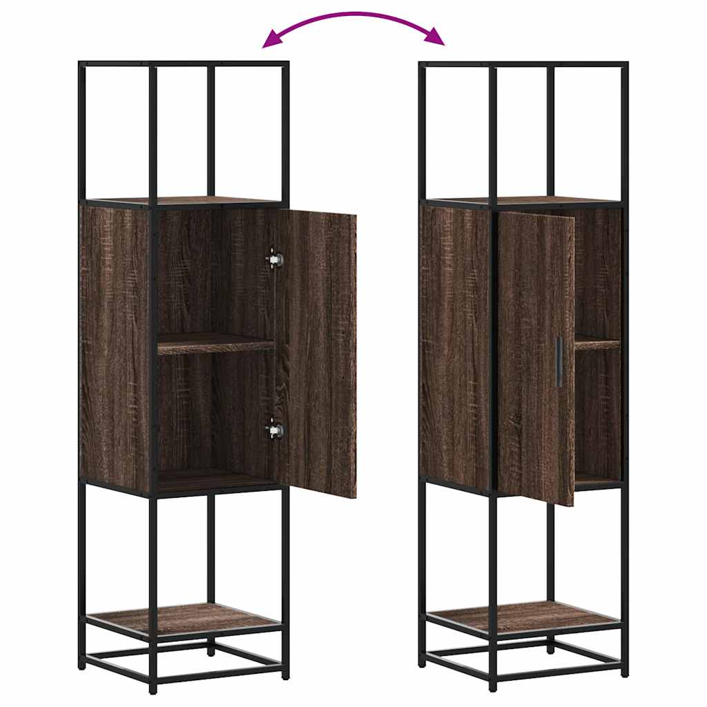 Hoge kast 35,5x35x139 cm bewerkt hout en metaal bruin eiken is nu te koop bij PeponiXL, paradijselijk wonen!