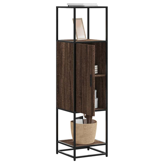 Hoge kast 35,5x35x139 cm bewerkt hout en metaal bruin eiken is nu te koop bij PeponiXL, paradijselijk wonen!