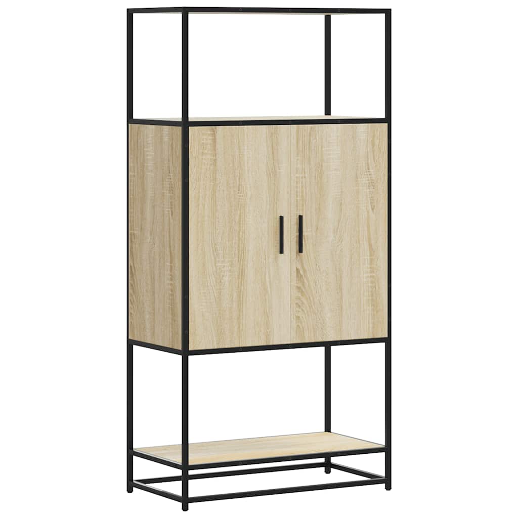 Hoge kast 68x35x139 cm bewerkt hout en metaal sonoma eikenkleur is nu te koop bij PeponiXL, paradijselijk wonen!