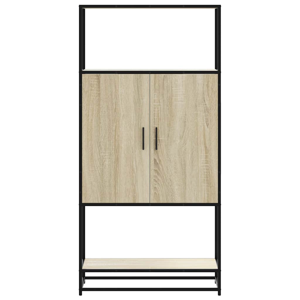 Hoge kast 68x35x139 cm bewerkt hout en metaal sonoma eikenkleur is nu te koop bij PeponiXL, paradijselijk wonen!