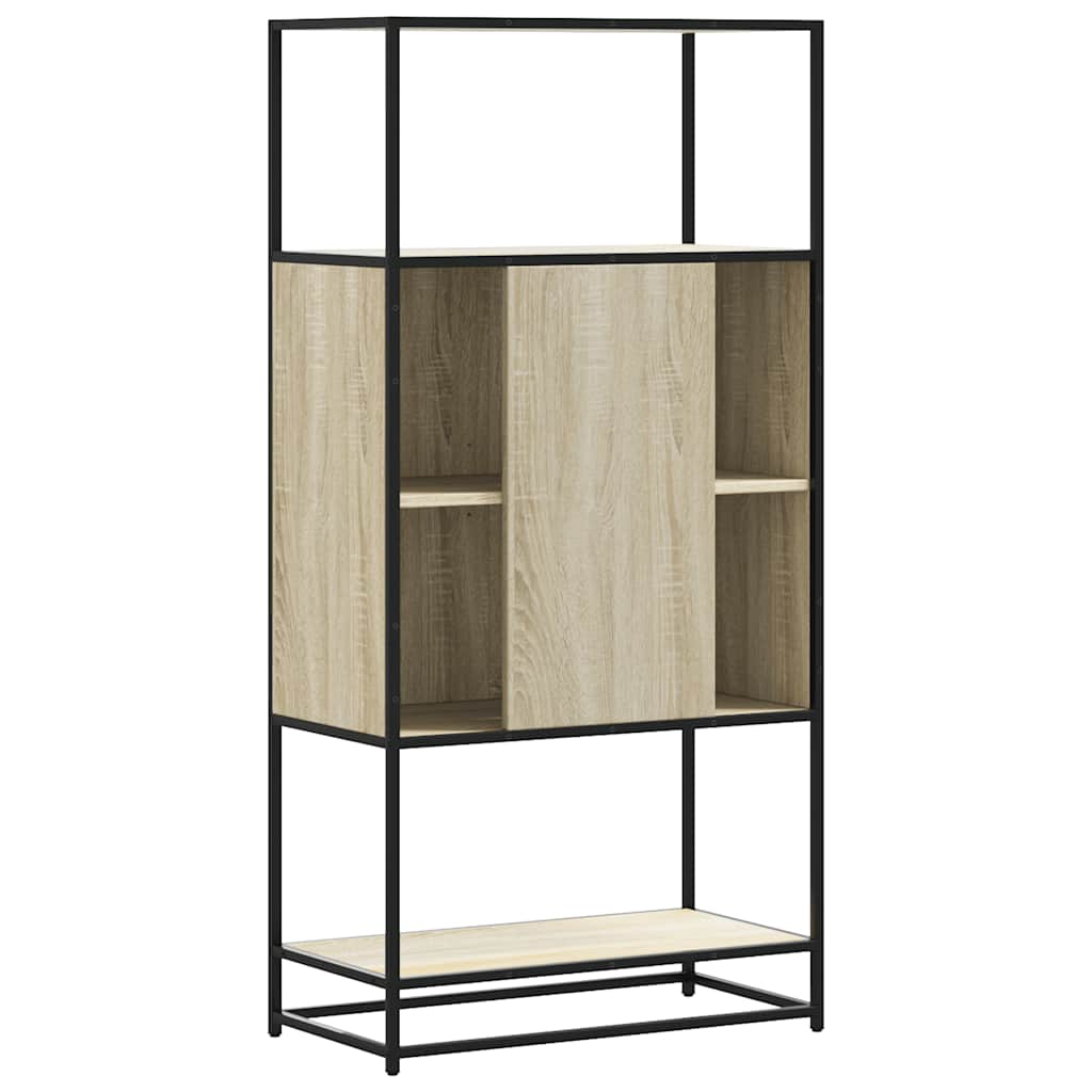 Hoge kast 68x35x139 cm bewerkt hout en metaal sonoma eikenkleur is nu te koop bij PeponiXL, paradijselijk wonen!