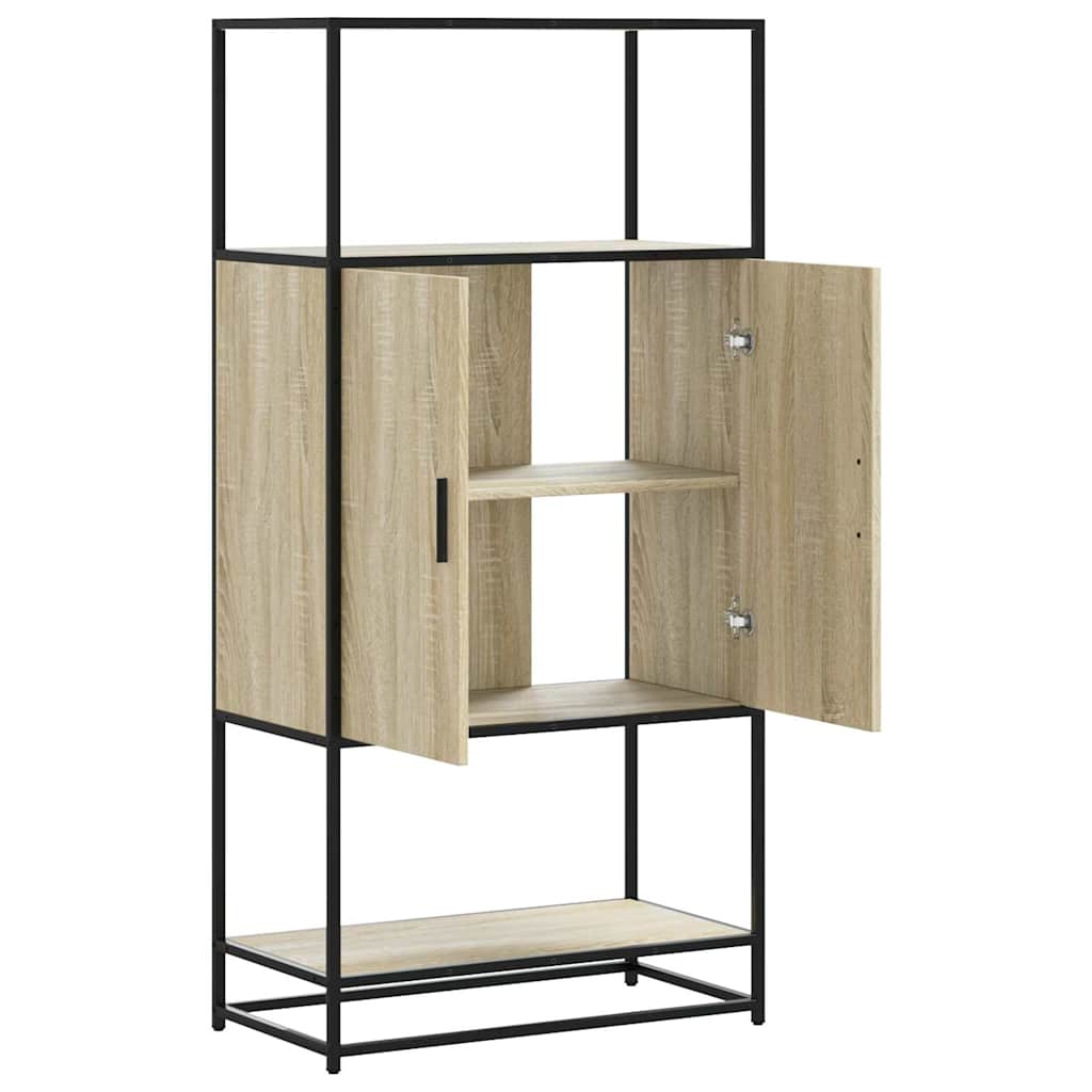 Hoge kast 68x35x139 cm bewerkt hout en metaal sonoma eikenkleur is nu te koop bij PeponiXL, paradijselijk wonen!
