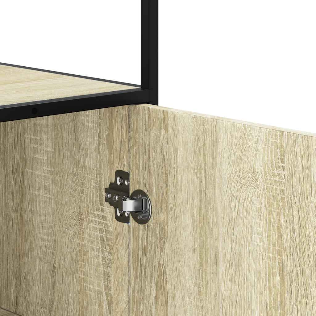Hoge kast 68x35x139 cm bewerkt hout en metaal sonoma eikenkleur is nu te koop bij PeponiXL, paradijselijk wonen!