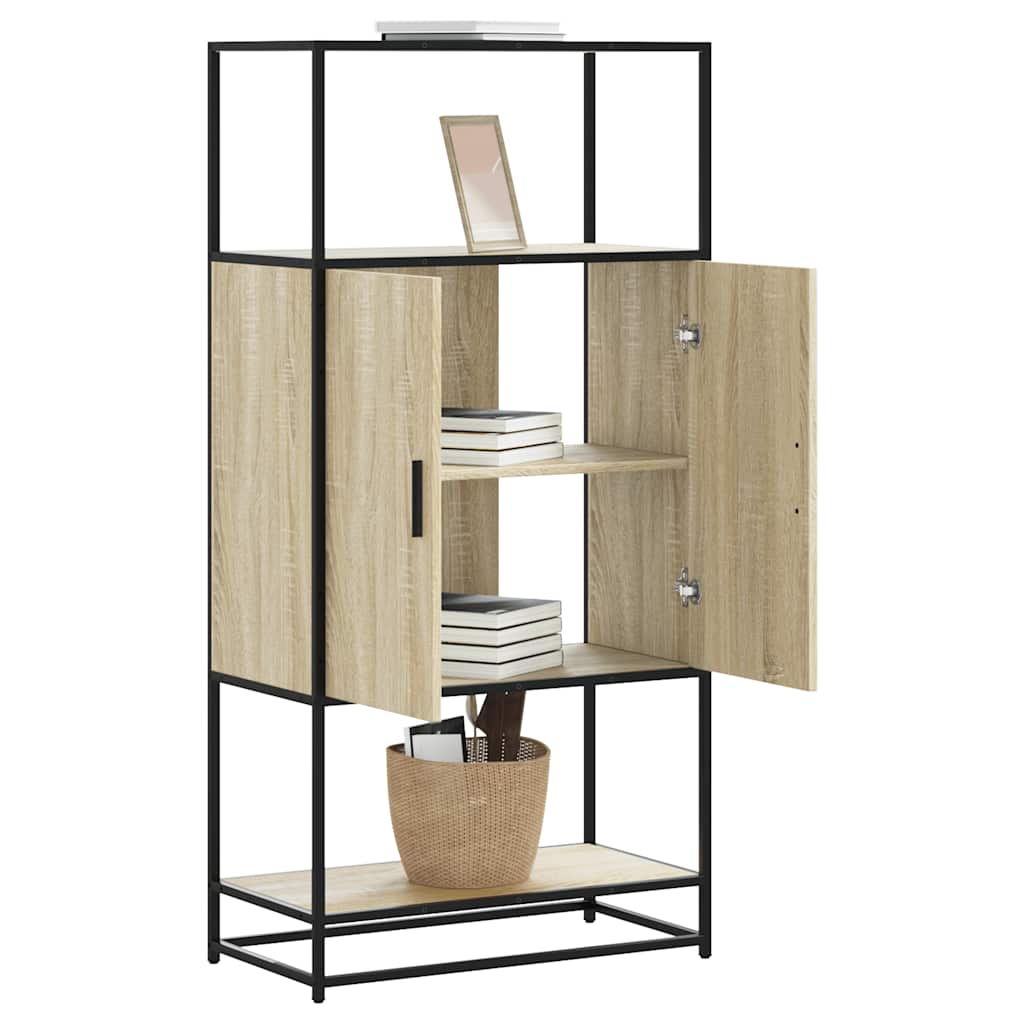 Hoge kast 68x35x139 cm bewerkt hout en metaal sonoma eikenkleur is nu te koop bij PeponiXL, paradijselijk wonen!