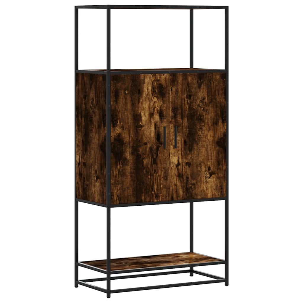 Hoge kast 68x35x139cm bewerkt hout en metaal gerookt eikenkleur is nu te koop bij PeponiXL, paradijselijk wonen!