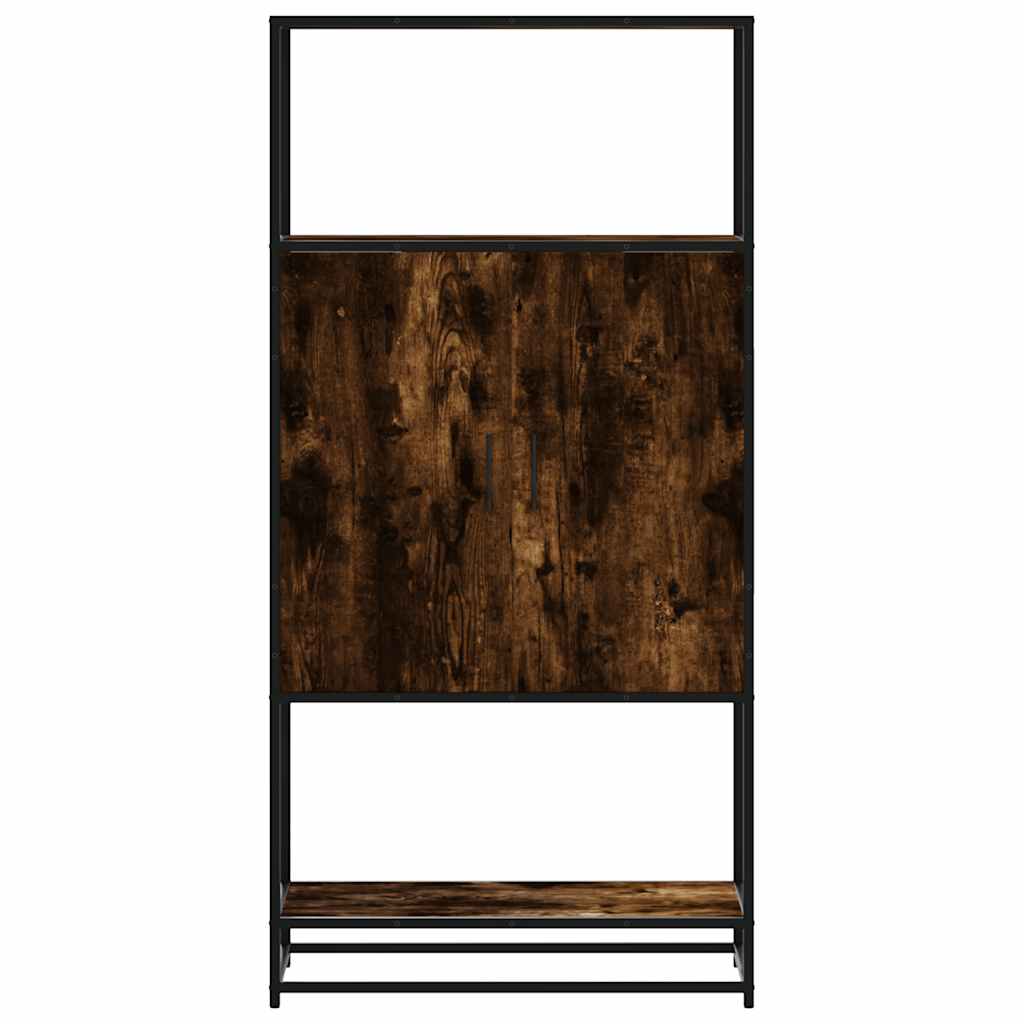 Hoge kast 68x35x139cm bewerkt hout en metaal gerookt eikenkleur is nu te koop bij PeponiXL, paradijselijk wonen!
