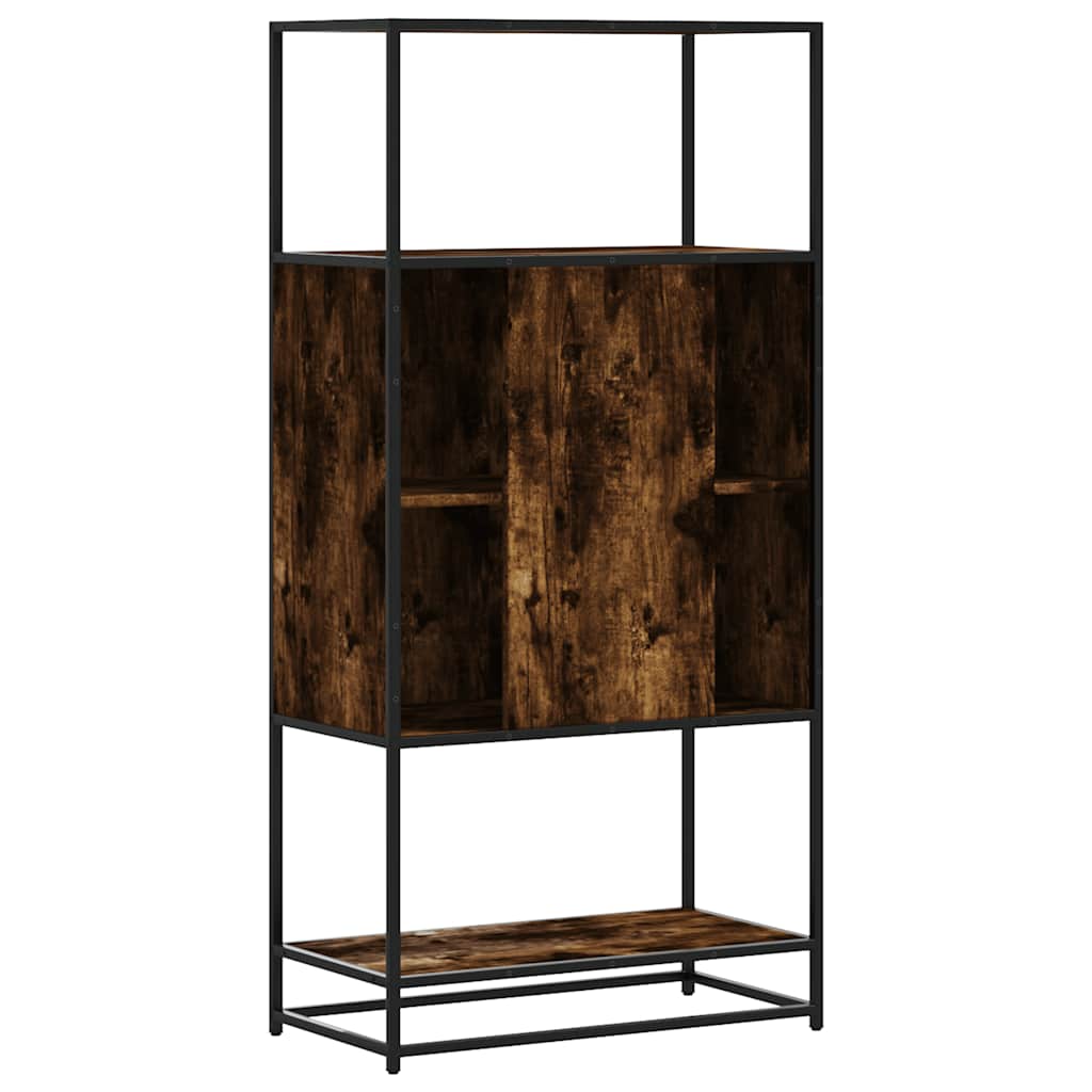 Hoge kast 68x35x139cm bewerkt hout en metaal gerookt eikenkleur is nu te koop bij PeponiXL, paradijselijk wonen!