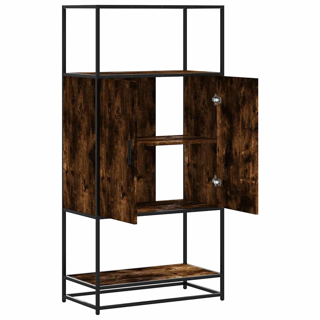 Hoge kast 68x35x139cm bewerkt hout en metaal gerookt eikenkleur is nu te koop bij PeponiXL, paradijselijk wonen!