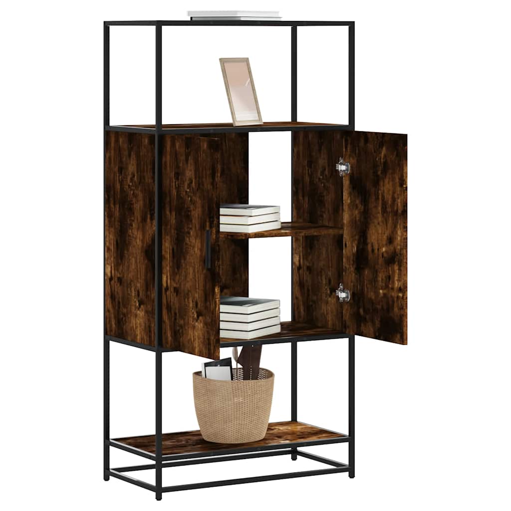 Hoge kast 68x35x139cm bewerkt hout en metaal gerookt eikenkleur is nu te koop bij PeponiXL, paradijselijk wonen!