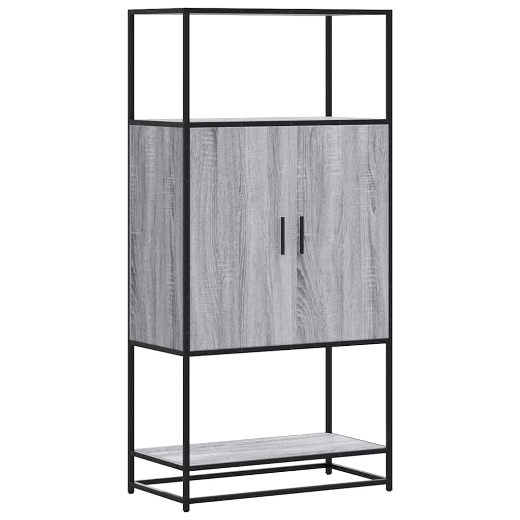 Hoge kast 68x35x139cm bewerkt hout en metaal grijs sonoma eiken is nu te koop bij PeponiXL, paradijselijk wonen!