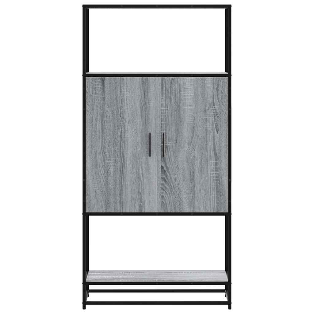 Hoge kast 68x35x139cm bewerkt hout en metaal grijs sonoma eiken is nu te koop bij PeponiXL, paradijselijk wonen!
