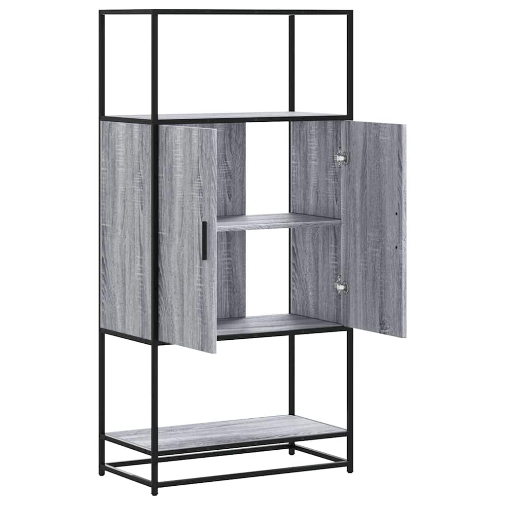 Hoge kast 68x35x139cm bewerkt hout en metaal grijs sonoma eiken is nu te koop bij PeponiXL, paradijselijk wonen!