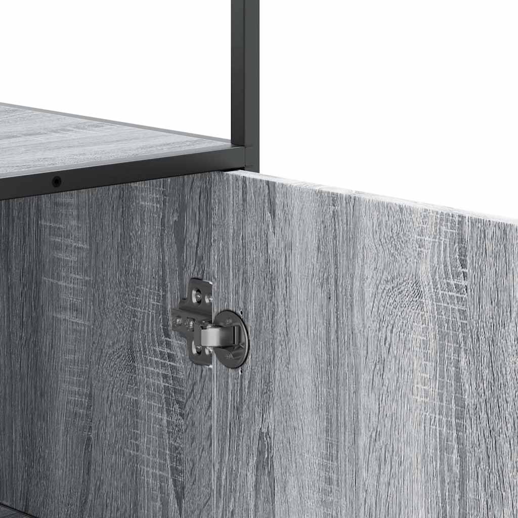 Hoge kast 68x35x139cm bewerkt hout en metaal grijs sonoma eiken is nu te koop bij PeponiXL, paradijselijk wonen!