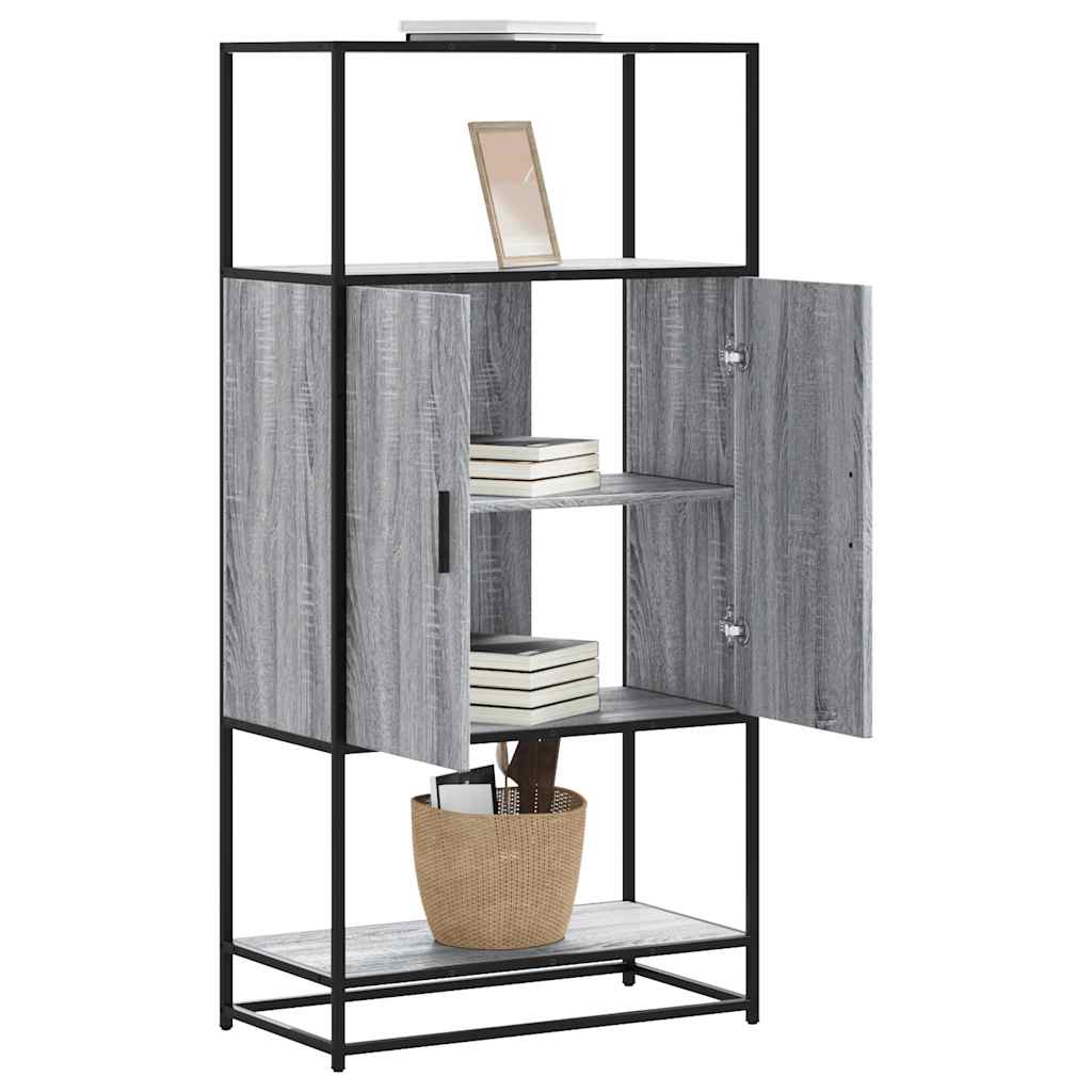 Hoge kast 68x35x139cm bewerkt hout en metaal grijs sonoma eiken is nu te koop bij PeponiXL, paradijselijk wonen!