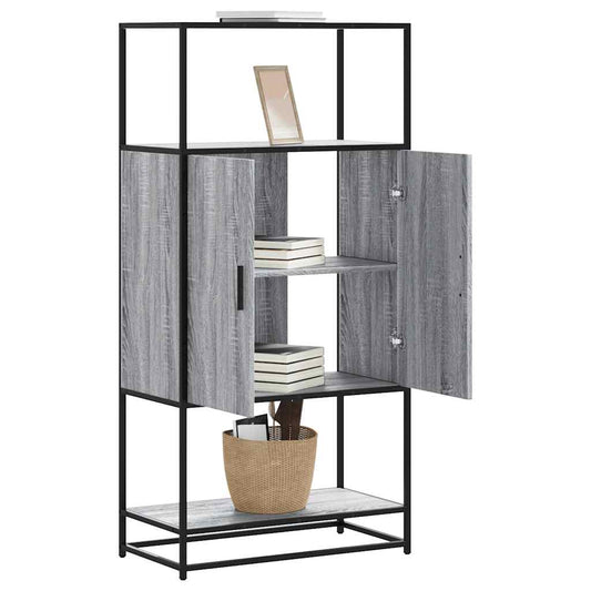 Hoge kast 68x35x139cm bewerkt hout en metaal grijs sonoma eiken is nu te koop bij PeponiXL, paradijselijk wonen!
