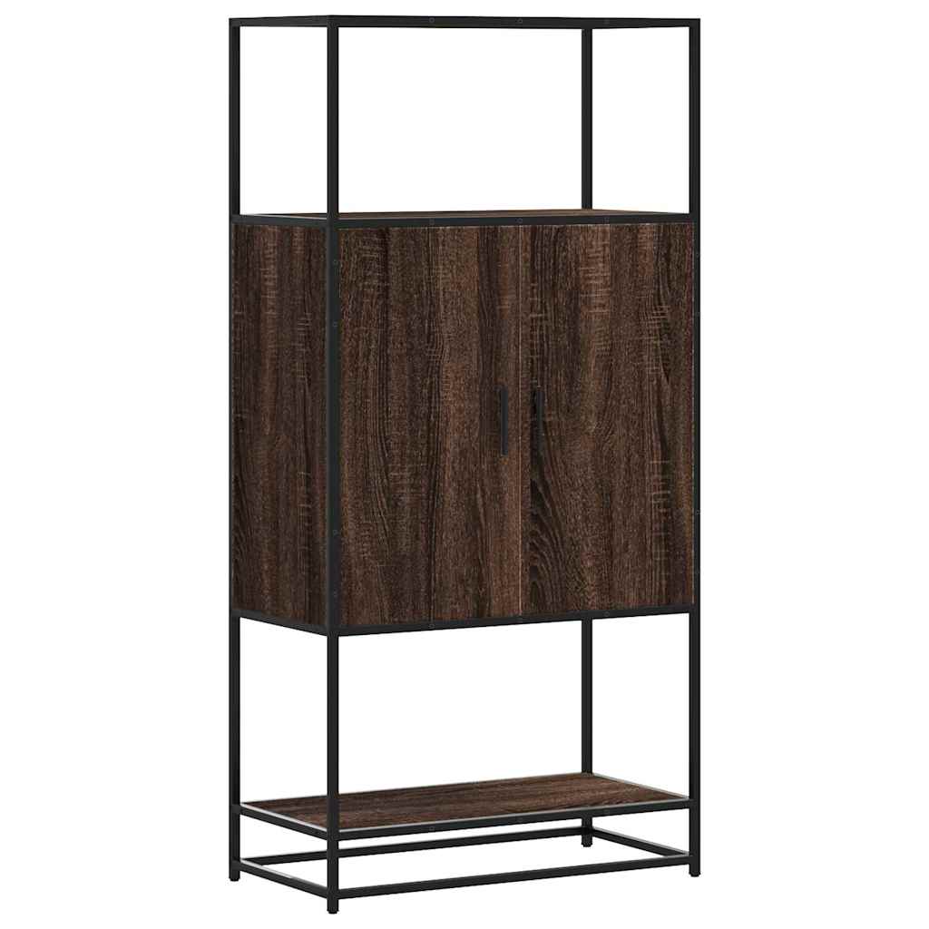 Hoge kast 68x35x139 cm bewerkt hout en metaal bruin eikenkleur is nu te koop bij PeponiXL, paradijselijk wonen!