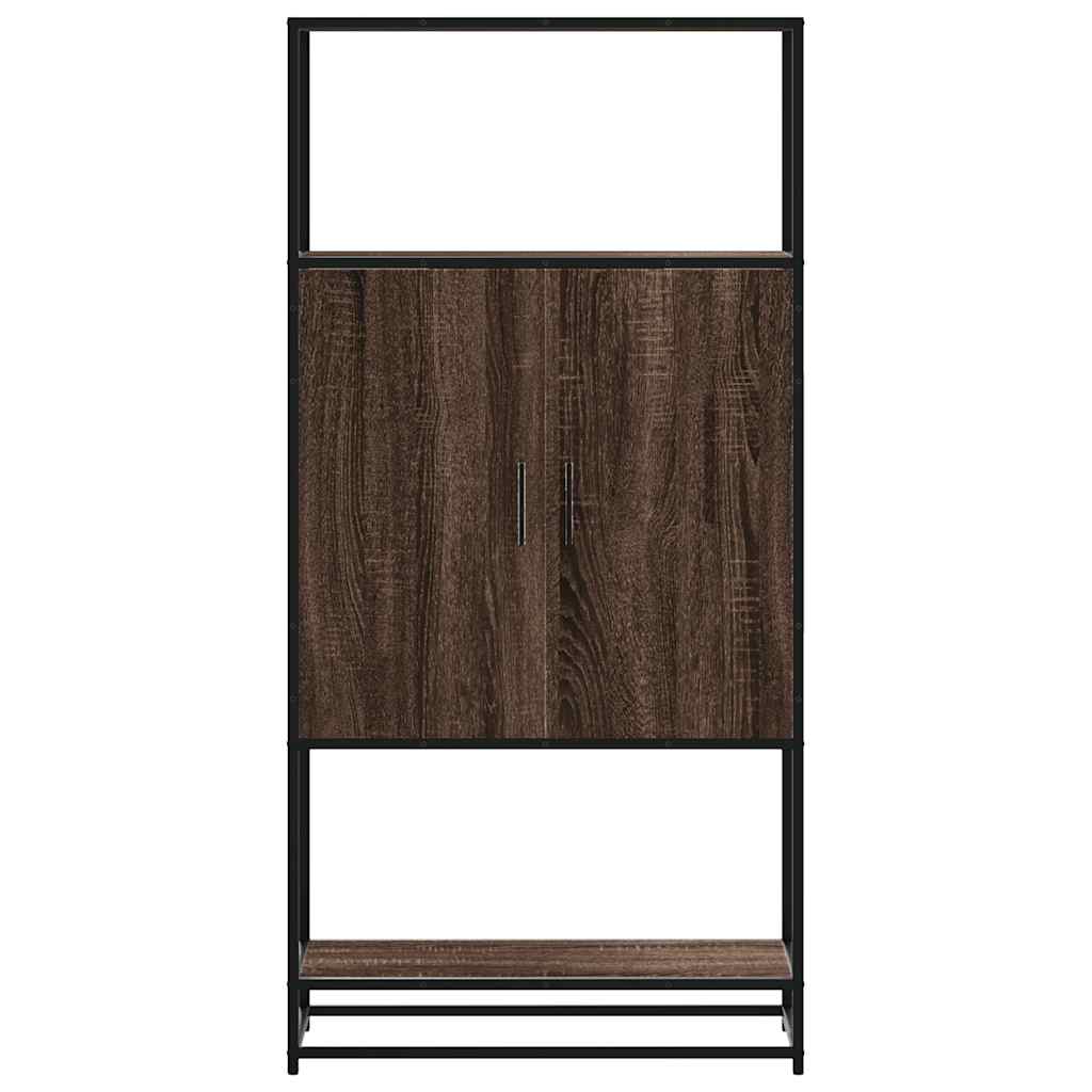 Hoge kast 68x35x139 cm bewerkt hout en metaal bruin eikenkleur is nu te koop bij PeponiXL, paradijselijk wonen!