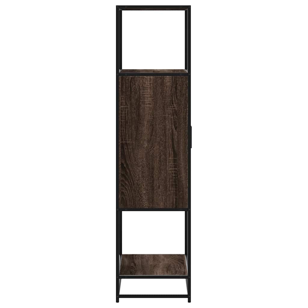 Hoge kast 68x35x139 cm bewerkt hout en metaal bruin eikenkleur is nu te koop bij PeponiXL, paradijselijk wonen!