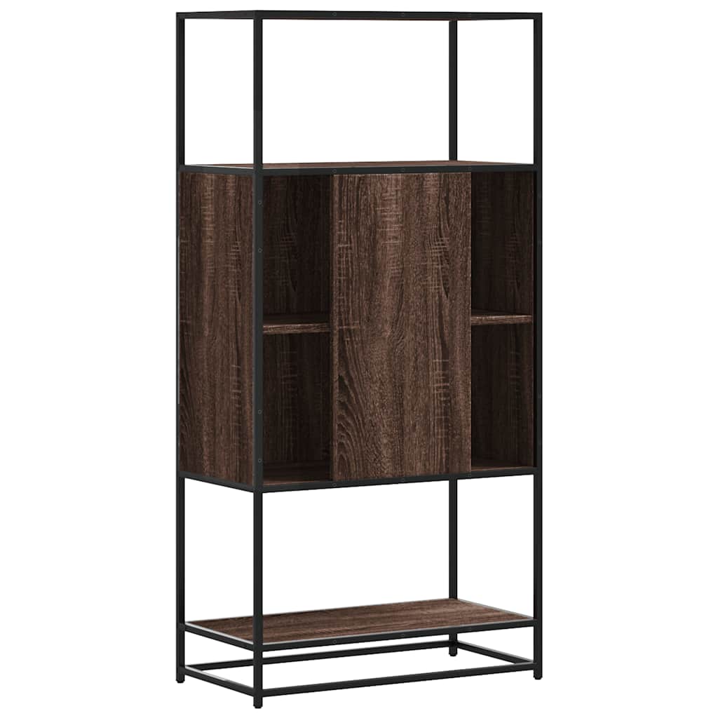 Hoge kast 68x35x139 cm bewerkt hout en metaal bruin eikenkleur is nu te koop bij PeponiXL, paradijselijk wonen!