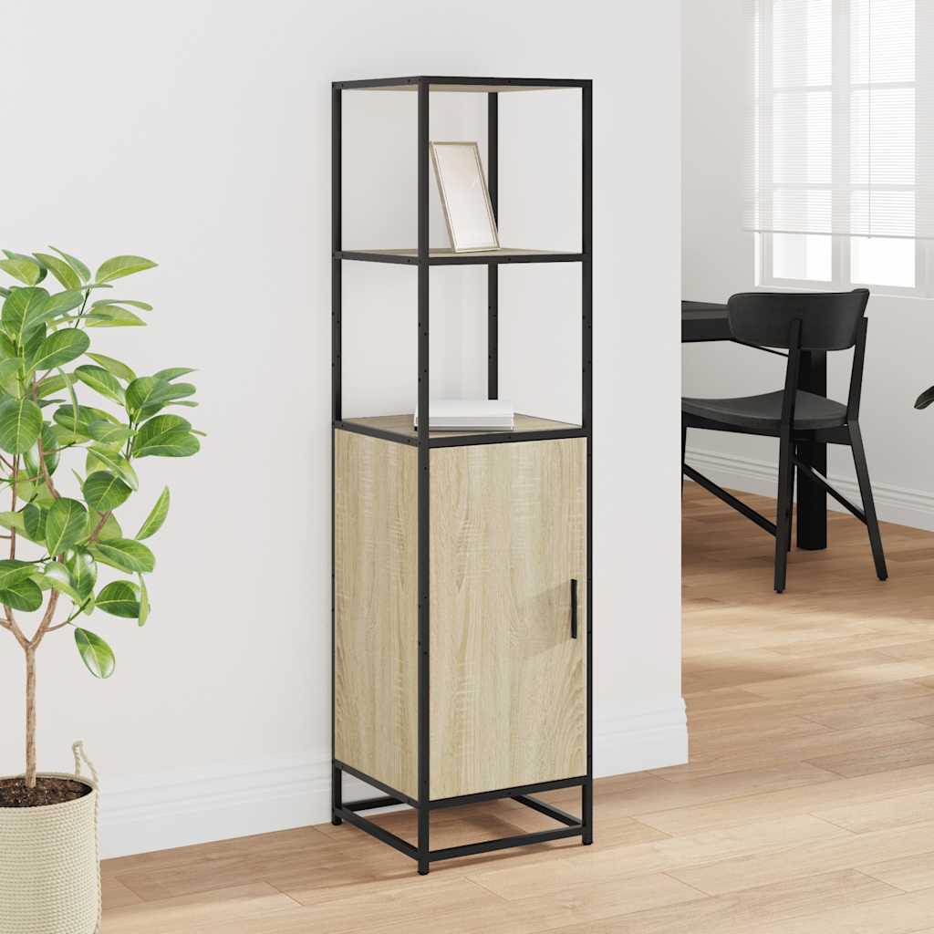 Hoge kast 35,5x35x139 cm bewerkt hout en metaal sonoma eiken is nu te koop bij PeponiXL, paradijselijk wonen!