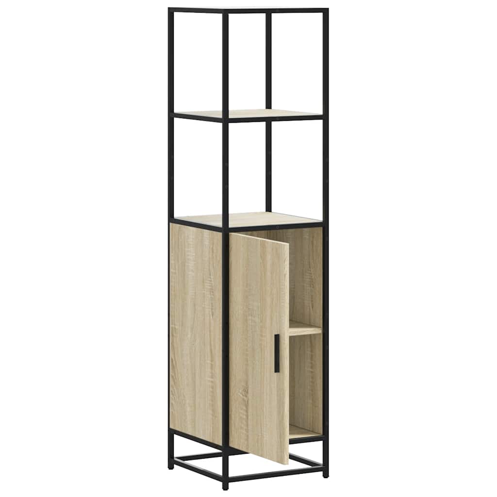 Hoge kast 35,5x35x139 cm bewerkt hout en metaal sonoma eiken is nu te koop bij PeponiXL, paradijselijk wonen!