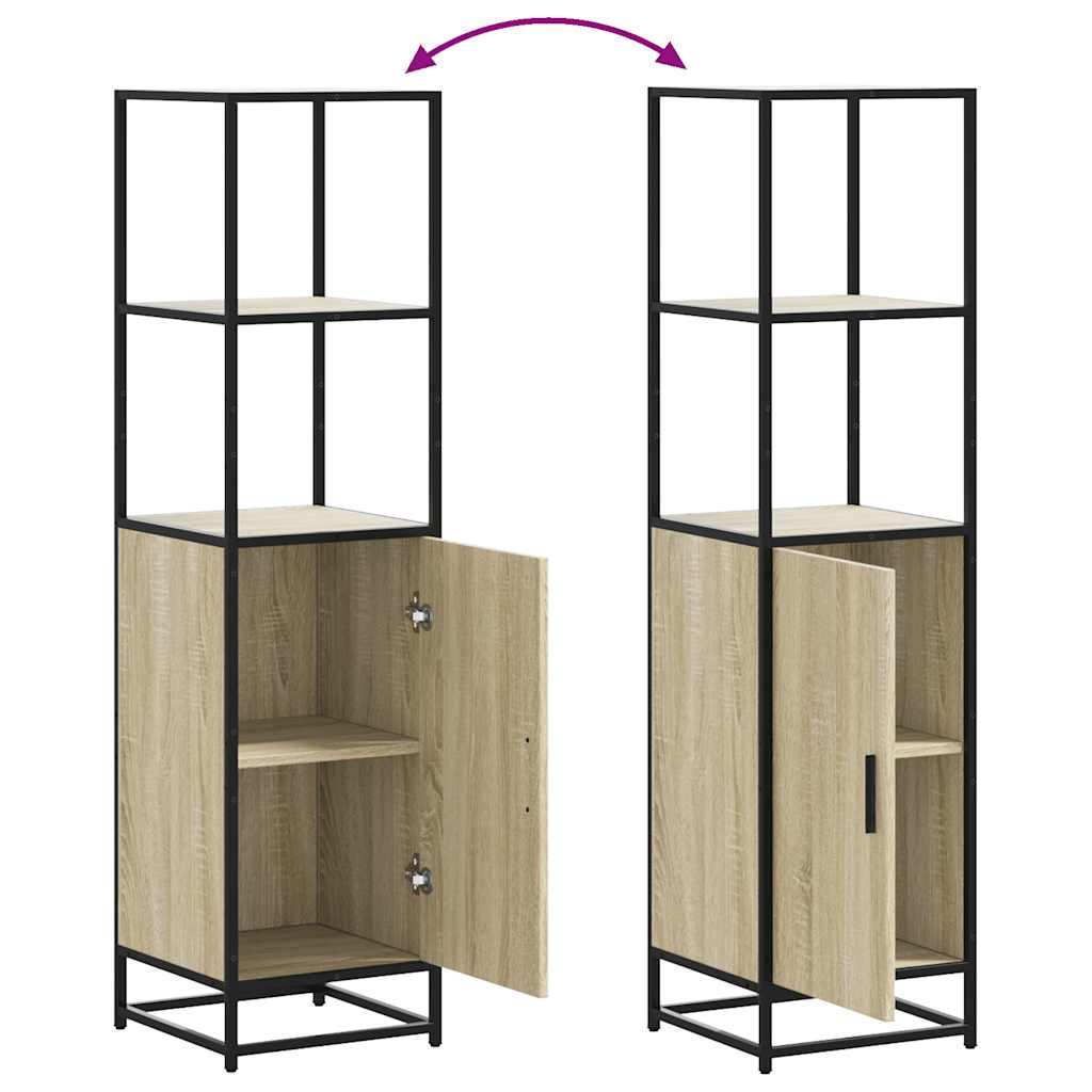 Hoge kast 35,5x35x139 cm bewerkt hout en metaal sonoma eiken is nu te koop bij PeponiXL, paradijselijk wonen!