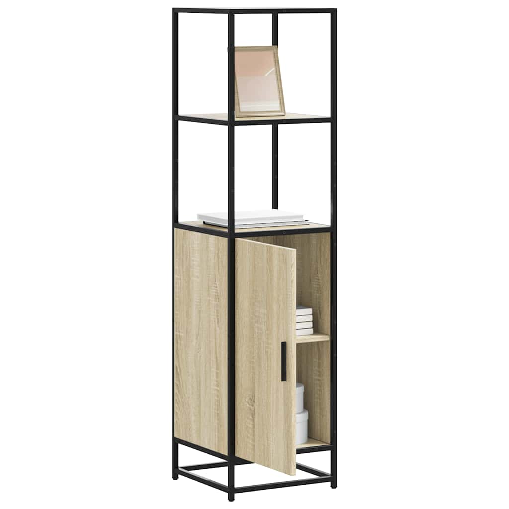 Hoge kast 35,5x35x139 cm bewerkt hout en metaal sonoma eiken is nu te koop bij PeponiXL, paradijselijk wonen!