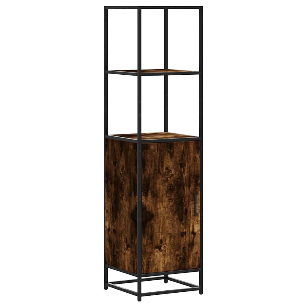 Hoge kast 35,5x35x139 cm bewerkt hout en metaal gerookt eiken is nu te koop bij PeponiXL, paradijselijk wonen!