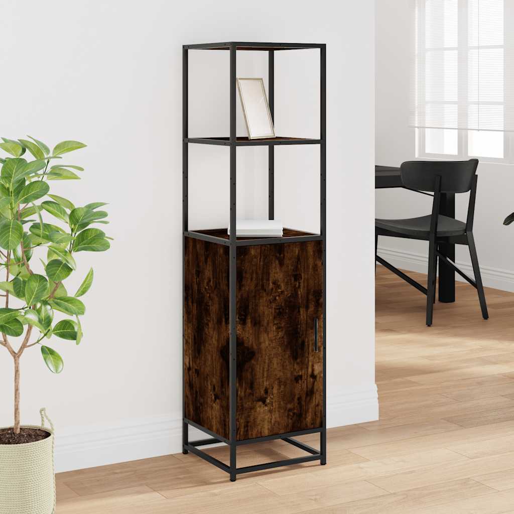 Hoge kast 35,5x35x139 cm bewerkt hout en metaal gerookt eiken is nu te koop bij PeponiXL, paradijselijk wonen!
