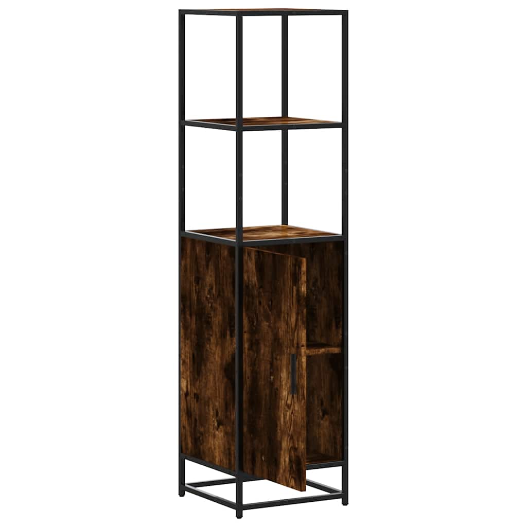 Hoge kast 35,5x35x139 cm bewerkt hout en metaal gerookt eiken is nu te koop bij PeponiXL, paradijselijk wonen!