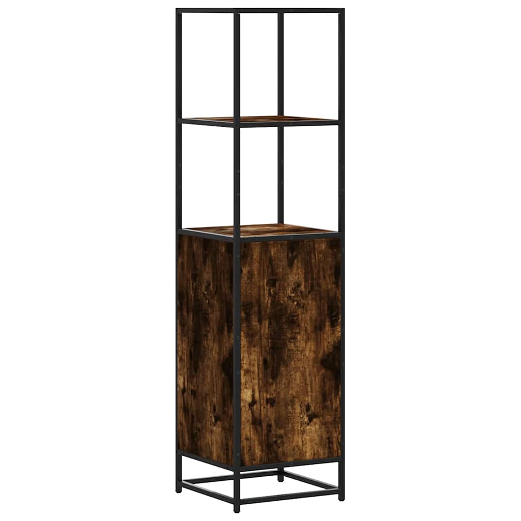 Hoge kast 35,5x35x139 cm bewerkt hout en metaal gerookt eiken is nu te koop bij PeponiXL, paradijselijk wonen!