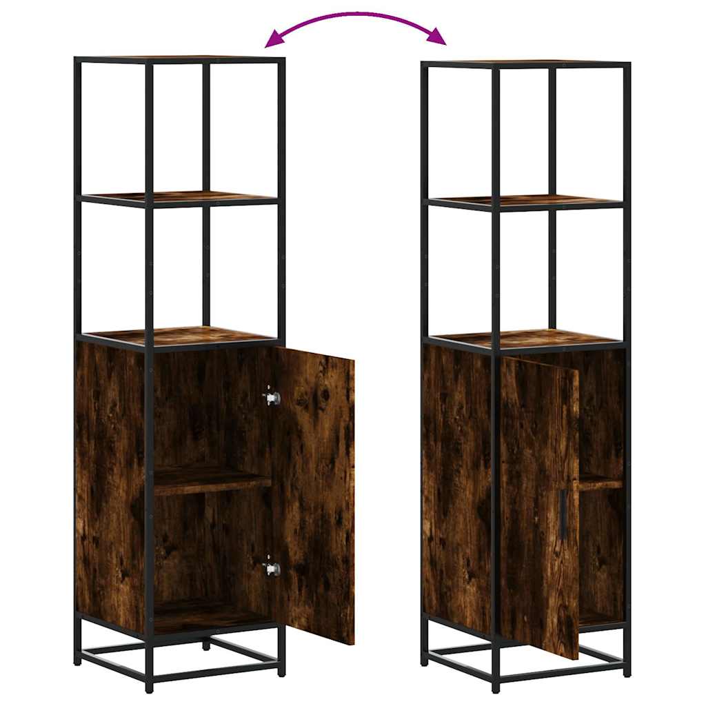 Hoge kast 35,5x35x139 cm bewerkt hout en metaal gerookt eiken is nu te koop bij PeponiXL, paradijselijk wonen!