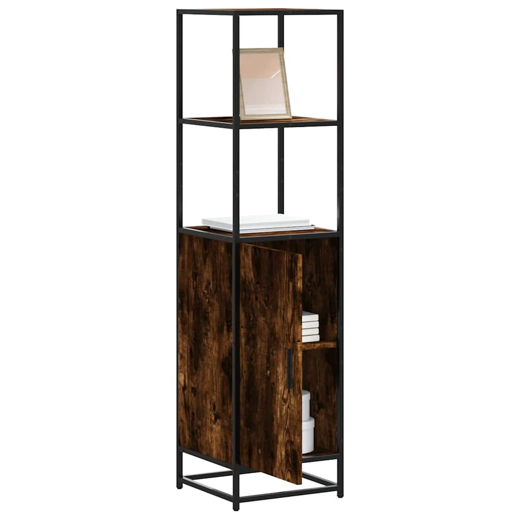 Hoge kast 35,5x35x139 cm bewerkt hout en metaal gerookt eiken is nu te koop bij PeponiXL, paradijselijk wonen!