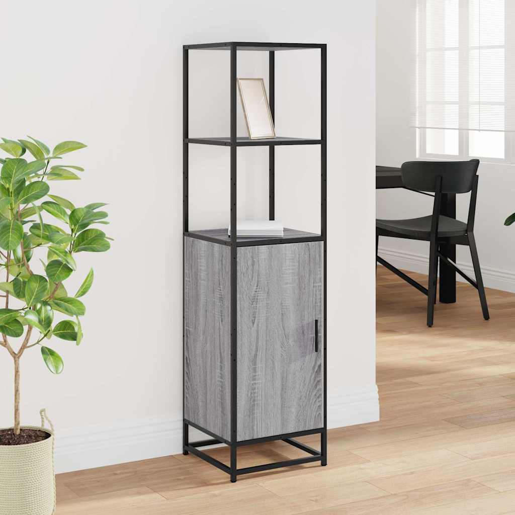 Hoge kast 35,5x35x139 cm bewerkt hout en metaal grijs sonoma is nu te koop bij PeponiXL, paradijselijk wonen!