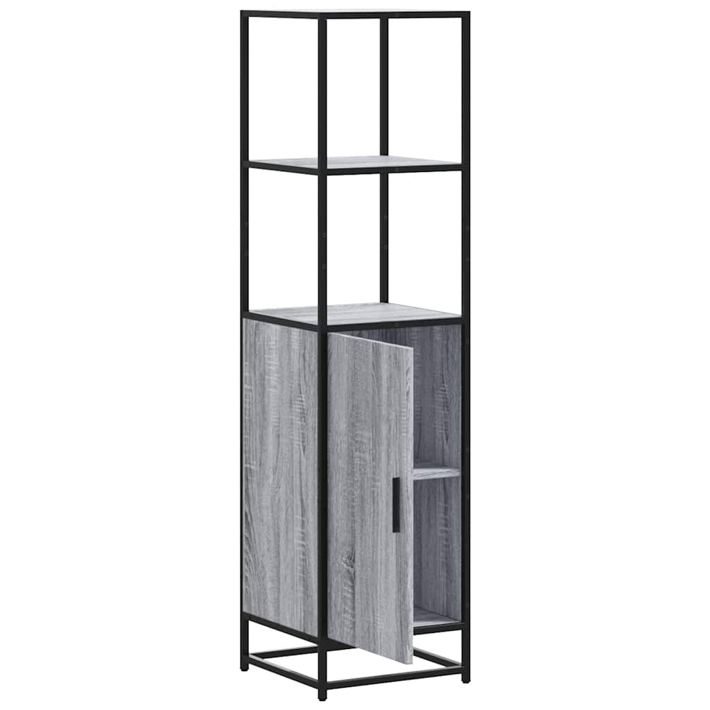 Hoge kast 35,5x35x139 cm bewerkt hout en metaal grijs sonoma is nu te koop bij PeponiXL, paradijselijk wonen!