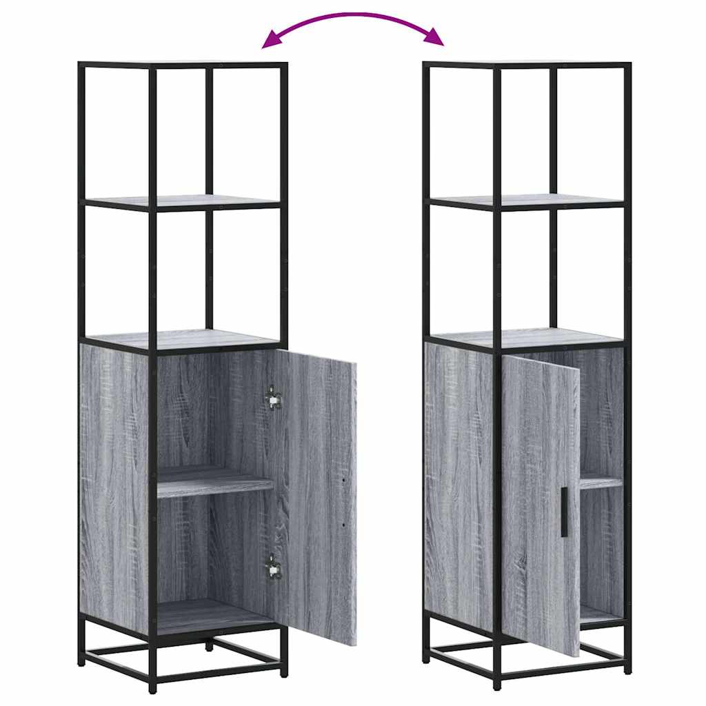 Hoge kast 35,5x35x139 cm bewerkt hout en metaal grijs sonoma is nu te koop bij PeponiXL, paradijselijk wonen!