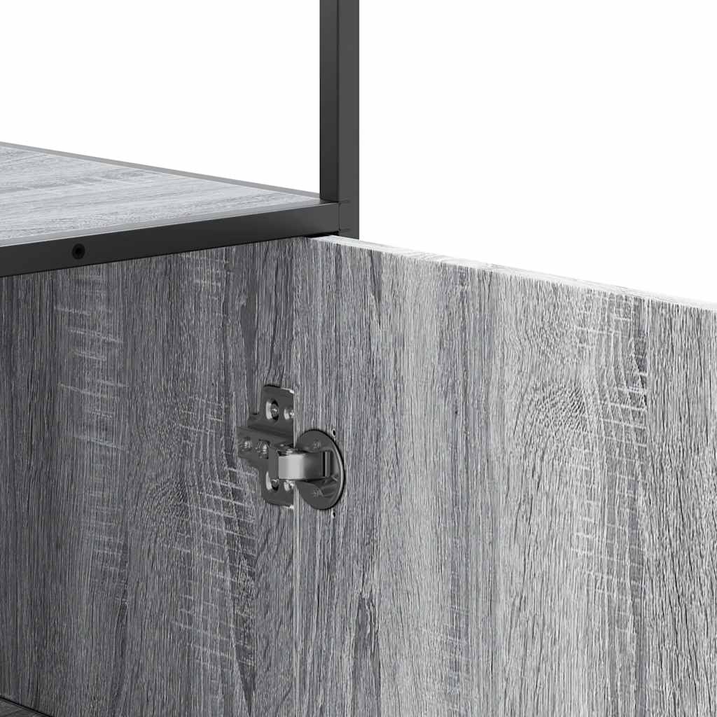 Hoge kast 35,5x35x139 cm bewerkt hout en metaal grijs sonoma is nu te koop bij PeponiXL, paradijselijk wonen!