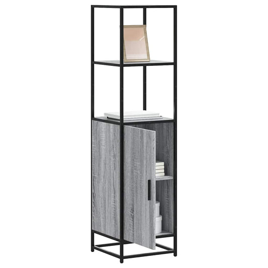 Hoge kast 35,5x35x139 cm bewerkt hout en metaal grijs sonoma is nu te koop bij PeponiXL, paradijselijk wonen!